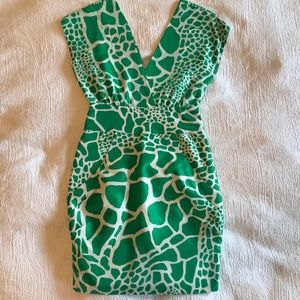 Julie Haus Green Giraffe Print Party Dress